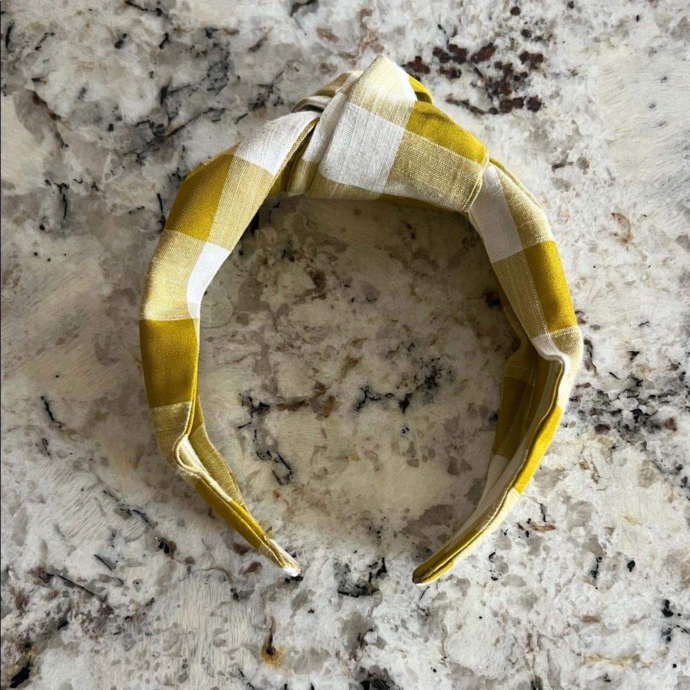 Anthropologie Yellow and Cream Plaid Headband